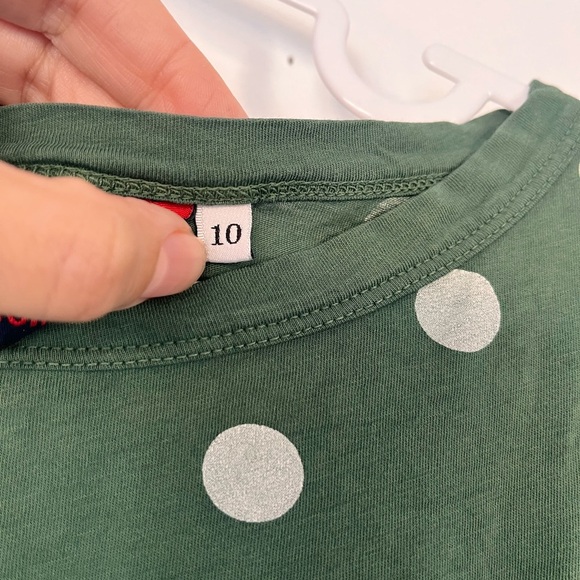 The Animals Observatory Fun Green Polka Dot Kids Shirt with Smiley Patch - Picture 5 of 9